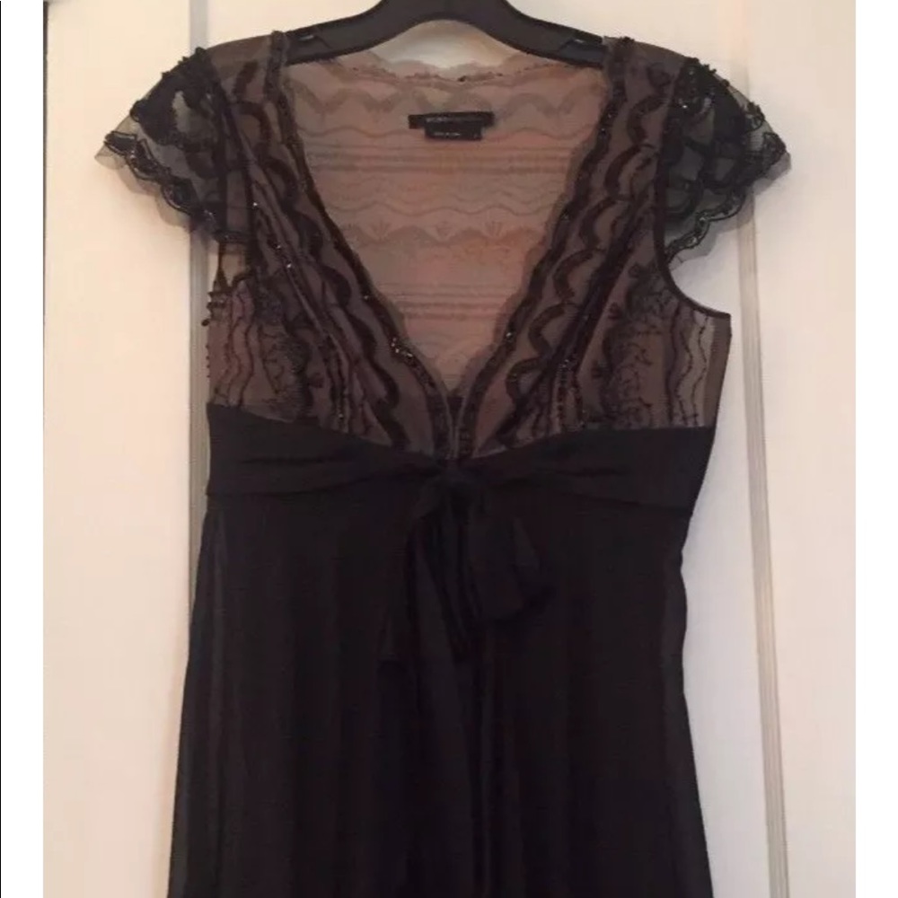 BCBG MAX AZRIA Silk Beaded Cocktail Party Chiffon